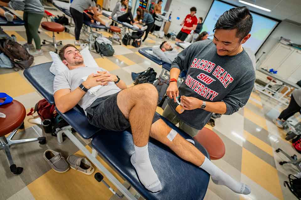 The Center for Healthcare Education, where SHU students prepare for careers in healthcare with hands-on learning and cutting-edge resources